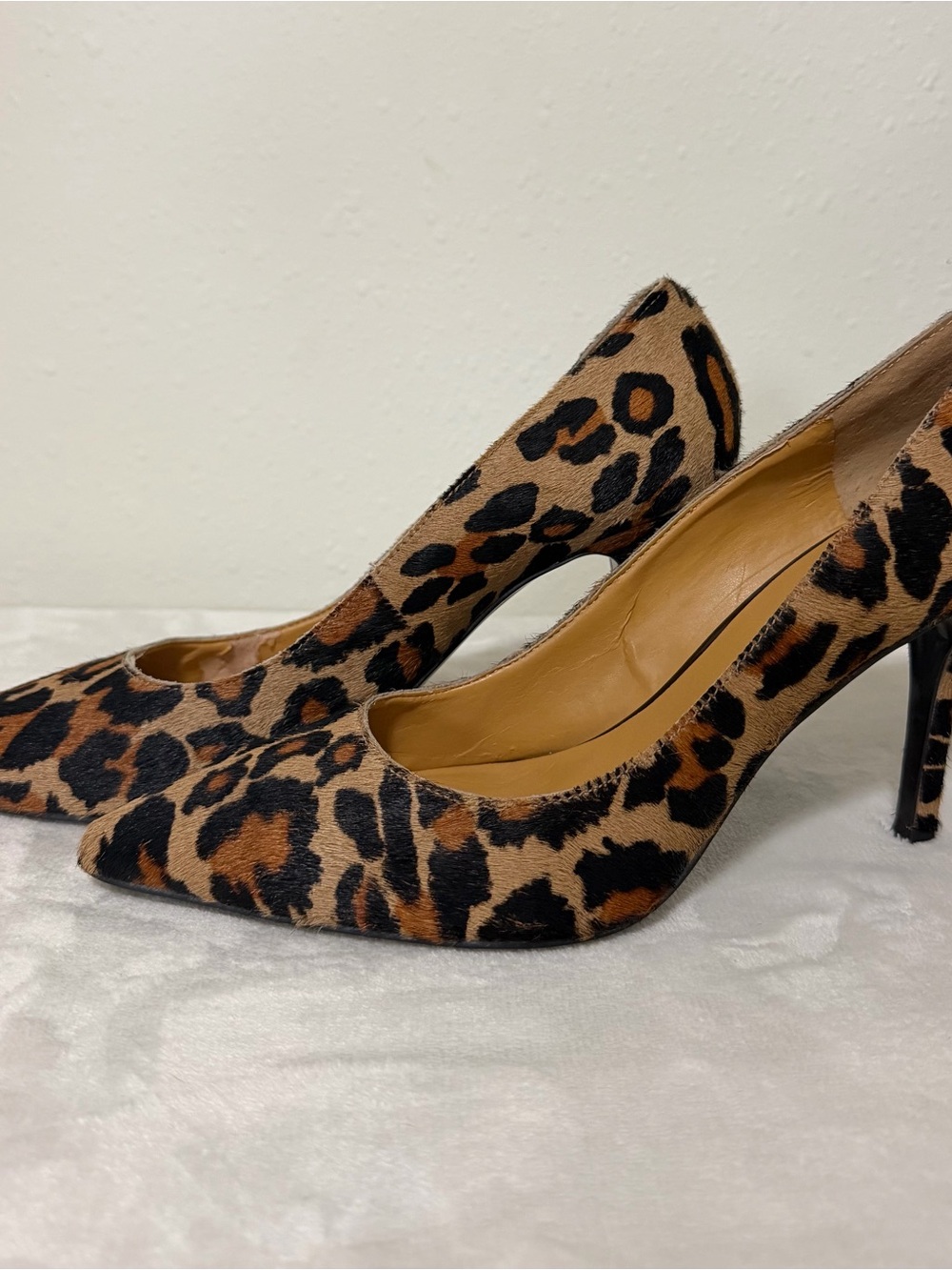 Nine West Leopard Print Pointed Toe Pumps - Tan & Black